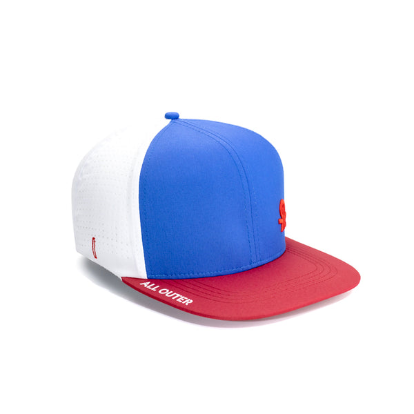 Sweat Out 2.0 Hat with Sunglasses Keeper - Flat Red White & Blue